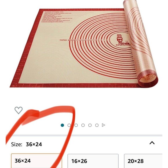 New baking mat 24x36 & metal rolling pin with rings - Picture 2 of 5